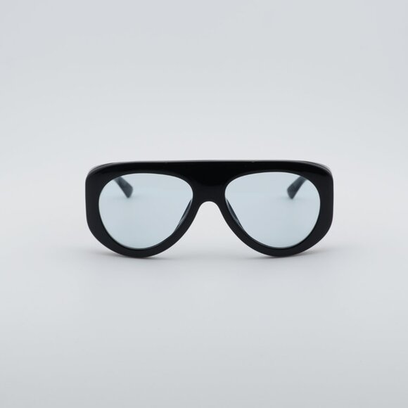 Bottega Veneta BV1362S 004 Sunglasses Black Geometric Frame, Blue Lenses main image 7